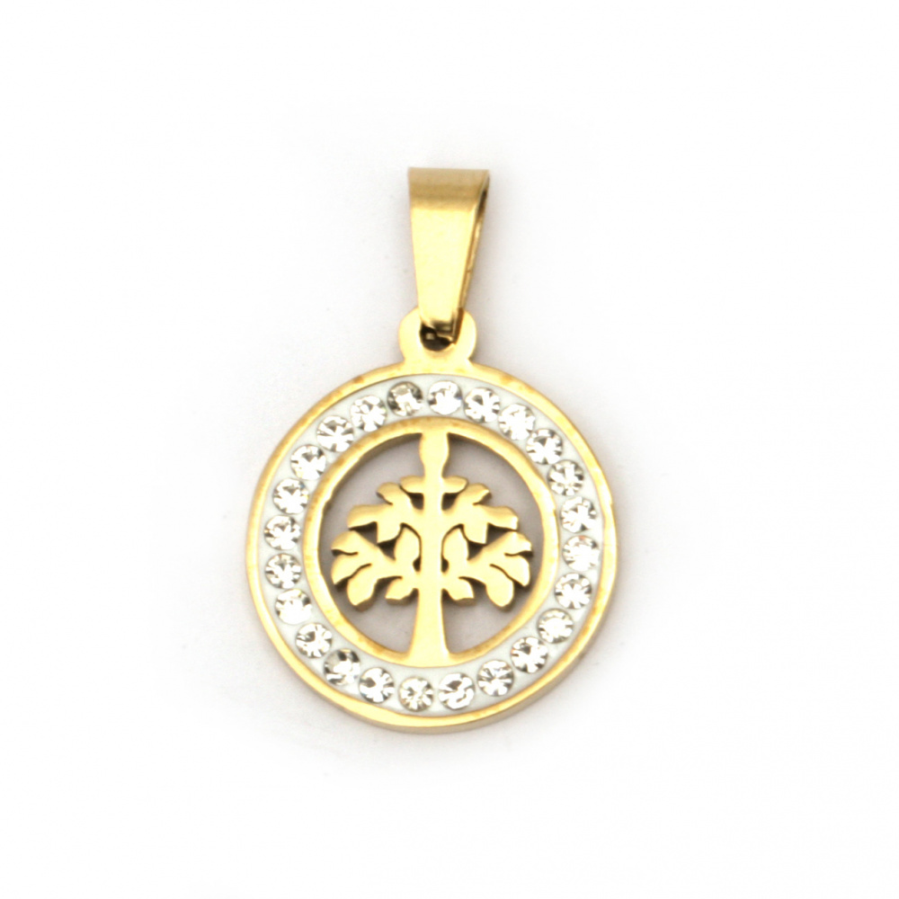 Stainless steel pendant extra quality Tree of life 27x18x2 mm color gold