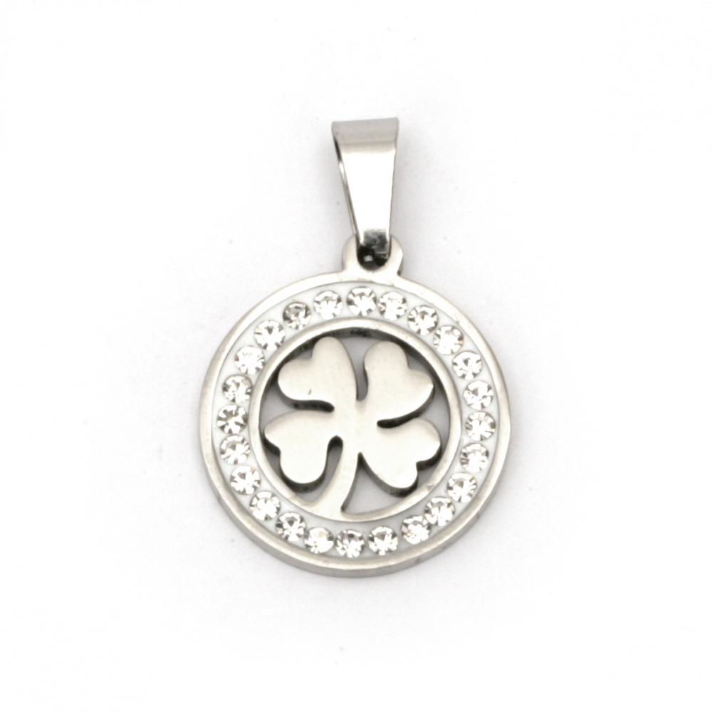 Stainless steel pendant extra quality clover 27x18x2 mm color silver
