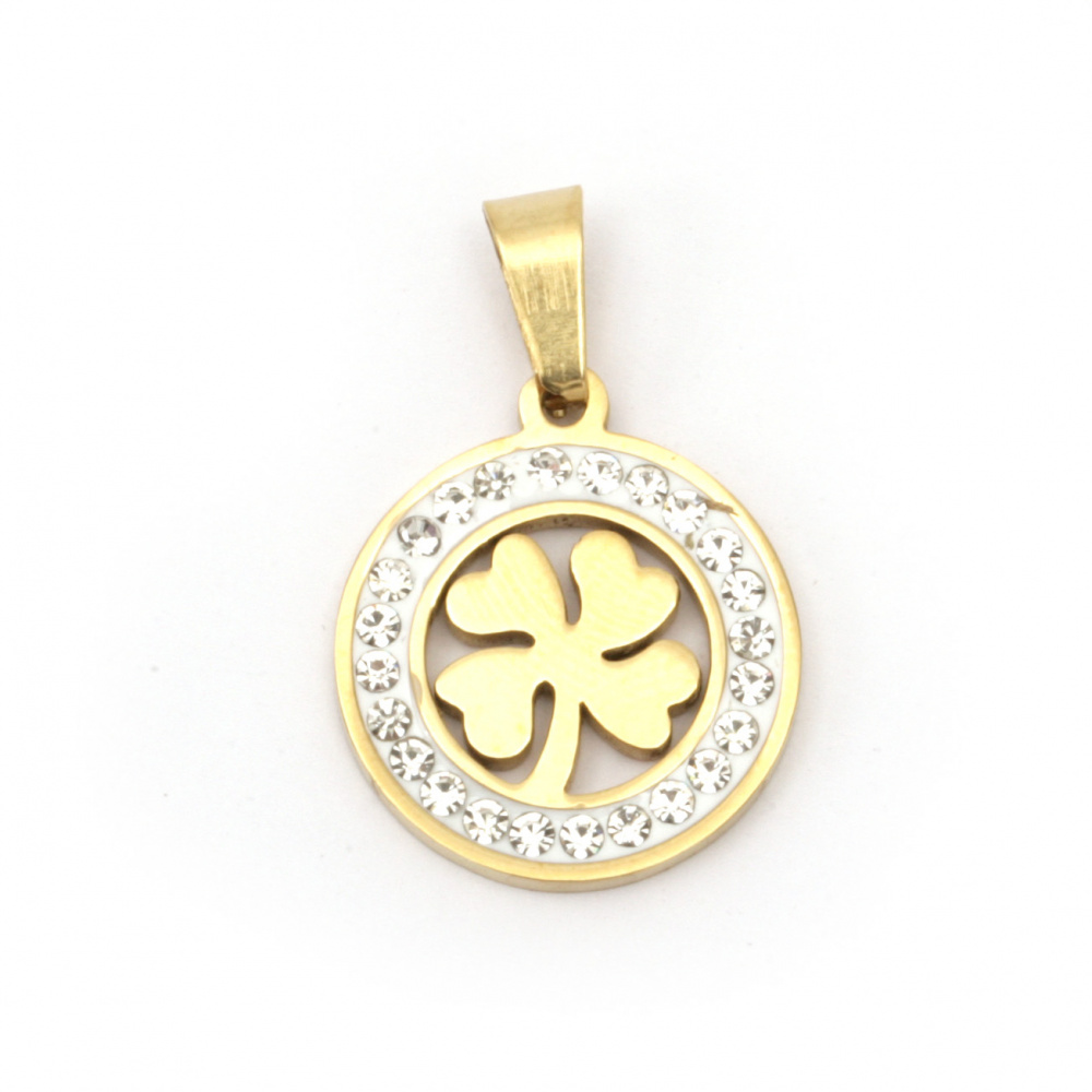 Stainless steel pendant extra quality clover 27x18x2 mm color gold