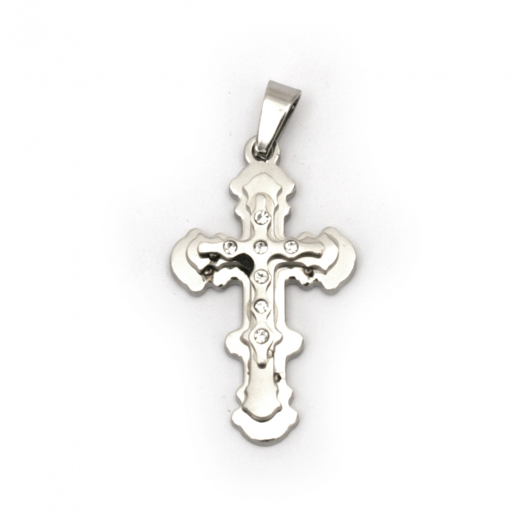 Pendant stainless steel extra quality cross 33x16x4 mm color silver