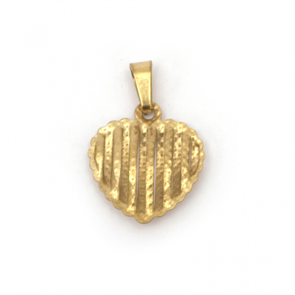 Stainless steel pendant 304 heart 17x15x3.5 mm hole 6x3 mm gold color