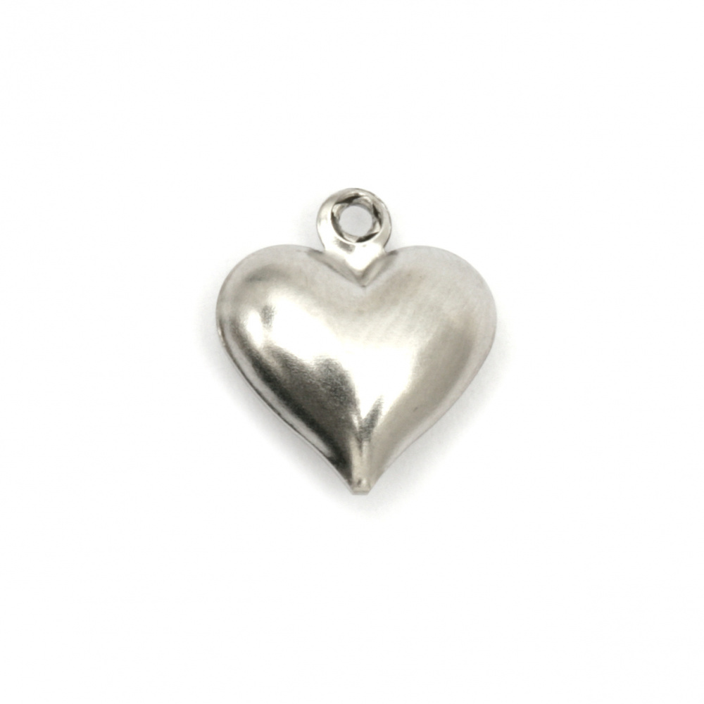 Stainless steel pendant 304 openable heart 13x11.5x4.5 mm hole 1.2 mm color silver -2 pieces