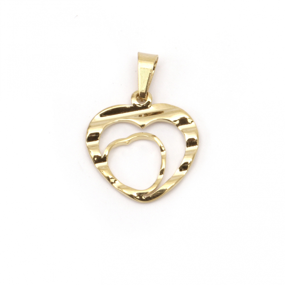 Pendant steel heart 17x16x1.5 mm hole 5x3 mm gold color