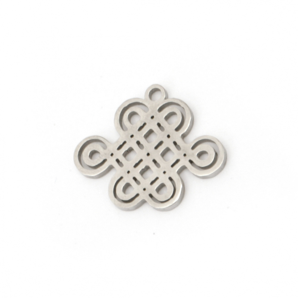 Steel pendant ornament 20x25x1.5 mm hole 2 mm color silver