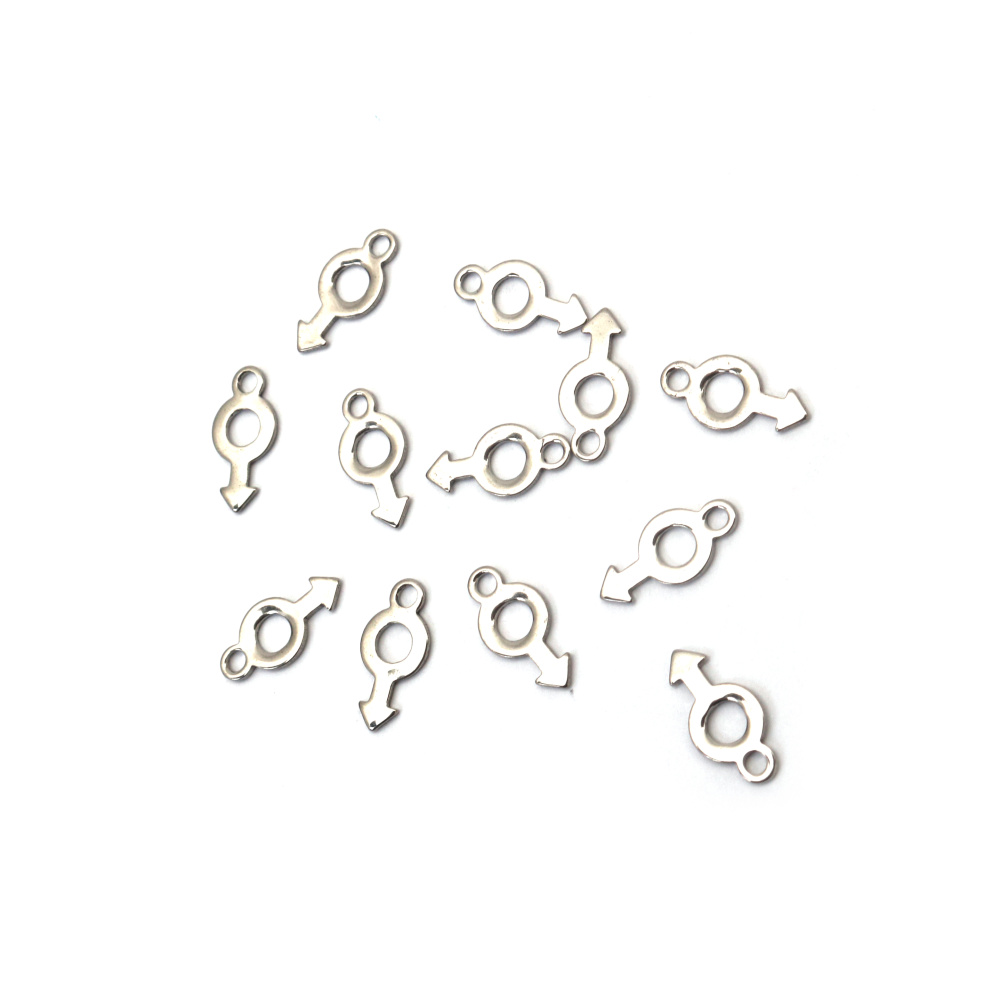 Pandantiv din oțel inoxidabil 6x12.5x0.5 mm, gaură 1.2 mm, culoare argintie - 20 bucăți