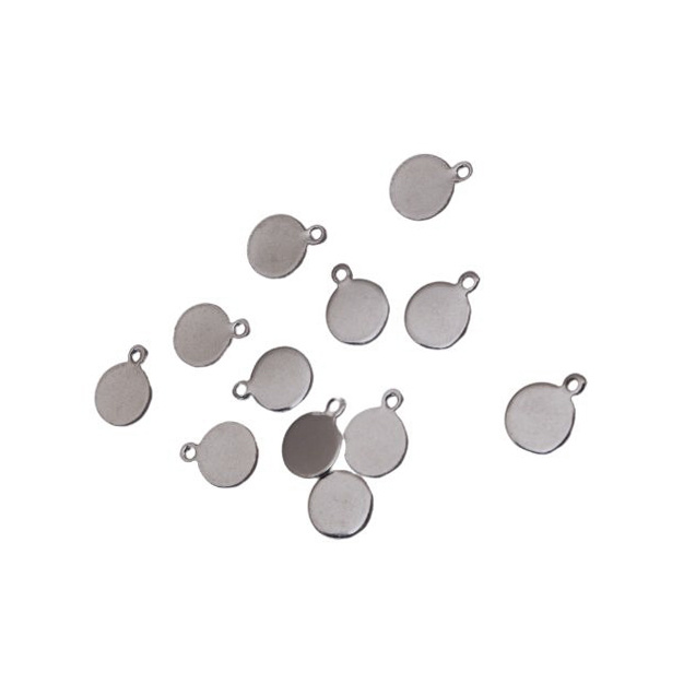 Pandantiv din oțel, cerc, 8x10x1 mm, gaură 1 mm, culoare argintie - 20 bucăți