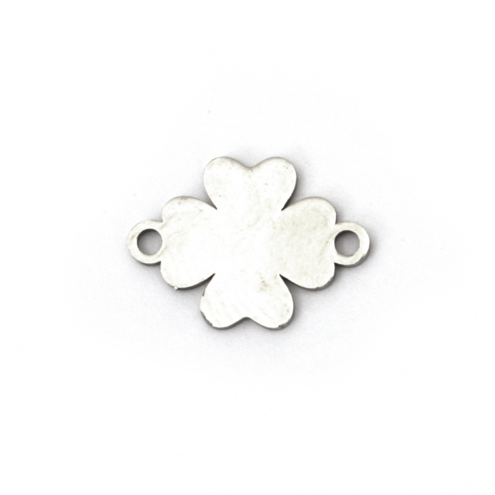 Connecting element steel clover 15.5x11.2x1 mm hole 1 mm color silver -2 pieces