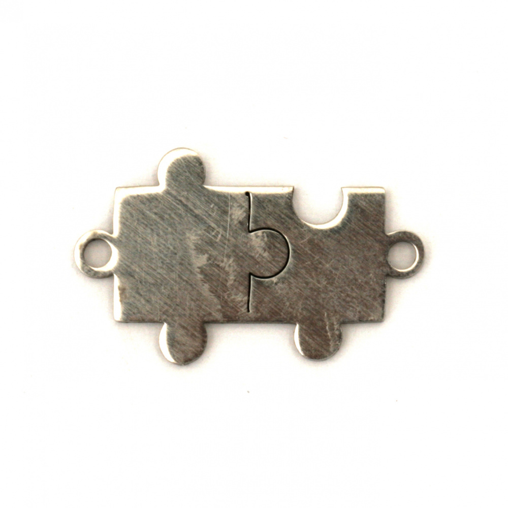 STEEL Connector Charm / Puzzle Pieces, 21x13 mm, Hole: 1 mm