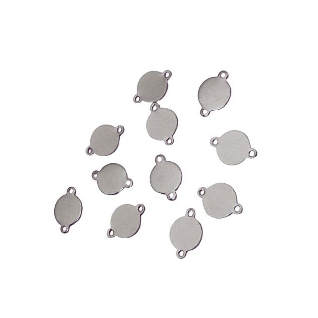 Element de conectare din oțel cerc 9x6x1 mm gaură 0.5 mm culoare argintie - 20 bucăți