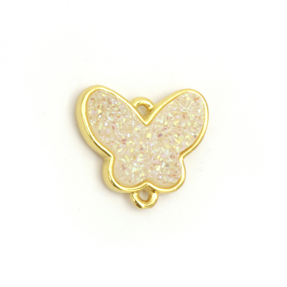 [Connecting brass galvanized layer rubber butterfly] 14x16x3.5 ~ 4mm hole 1mm color gold with white arc