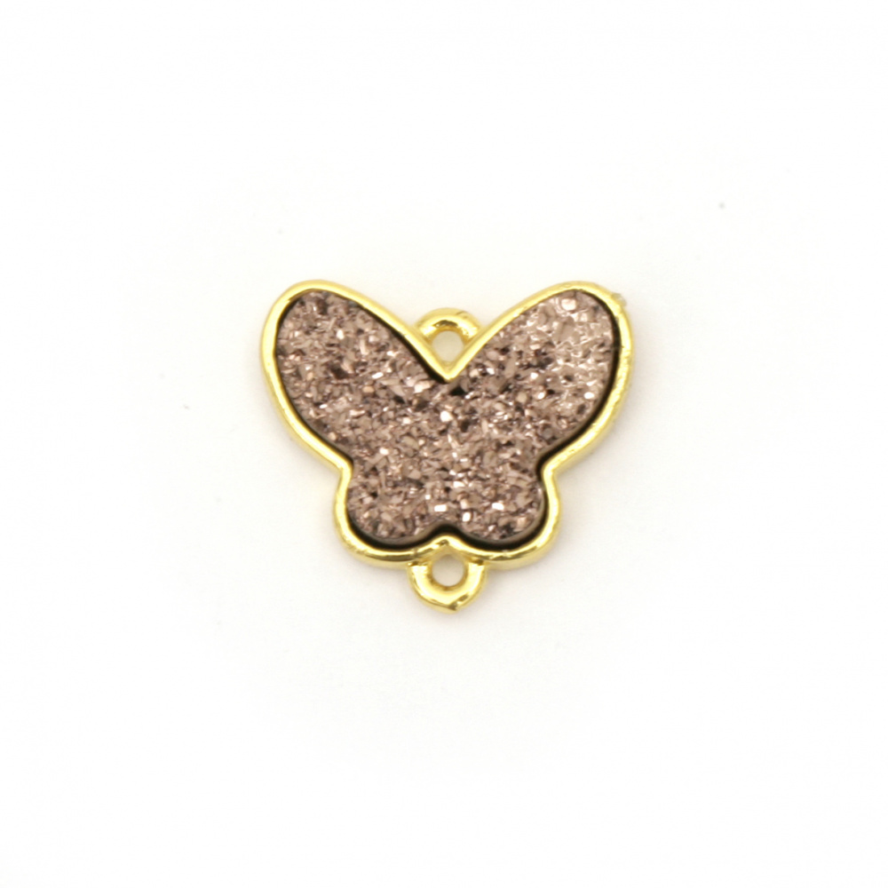 Fastener brass galvanized layer rubber butterfly 14x16x3.5 ± 4 mm hole 1 mm color gold with pink