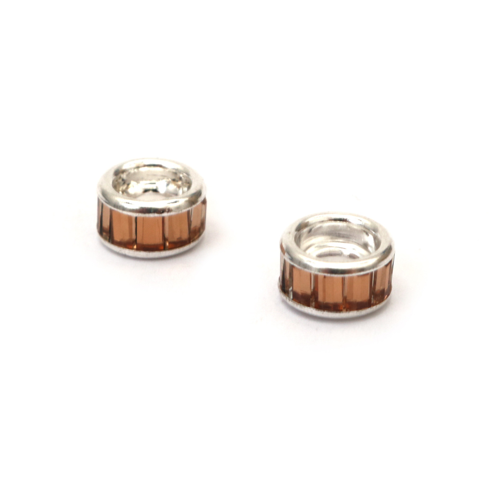 Steklena perla ART, 10x5,5 mm, luknja 5 mm, rjava