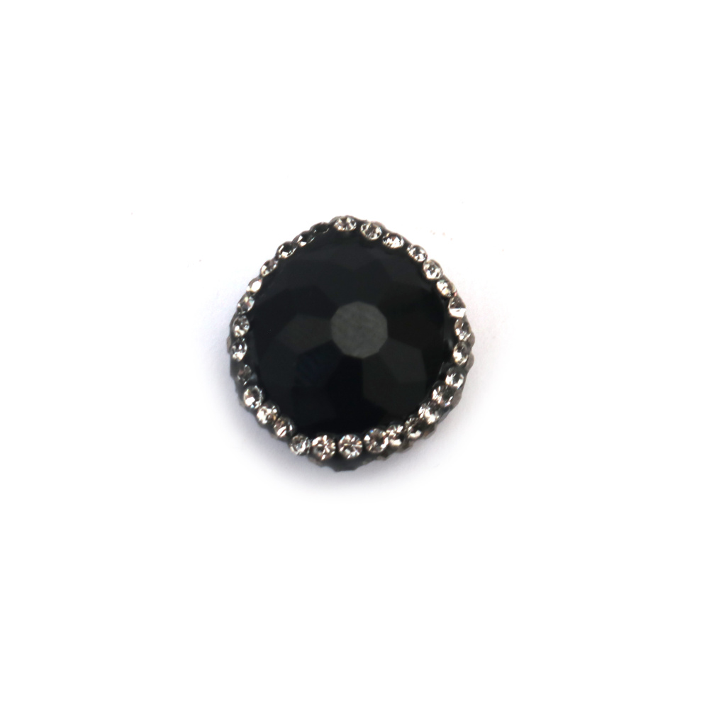 VOLCANIC-LAVA Stone Bead  with Polymer Clay and Crystals / 17x8 mm, Hole: 1 mm