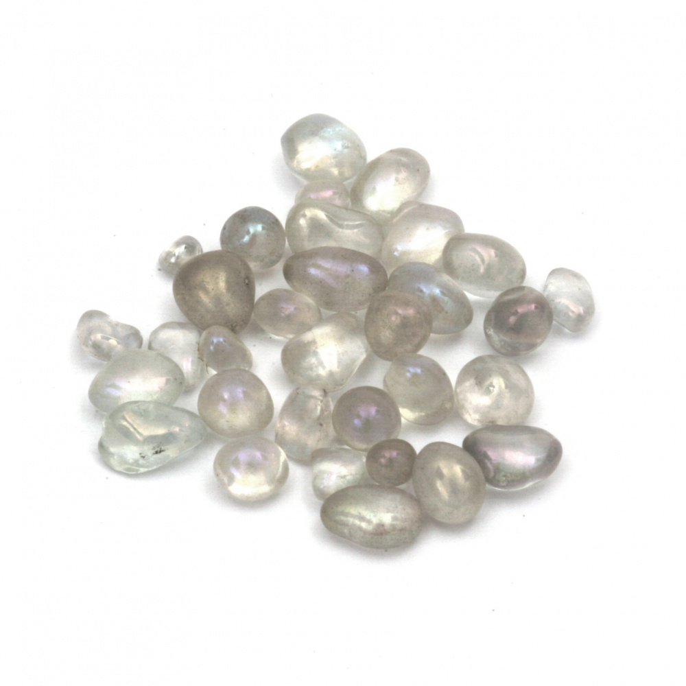 Synthetic Tumbled MOONSTONES without Hole, 7 ~ 13x5 ~ 6.5x4 ~ 6 mm -10 grams