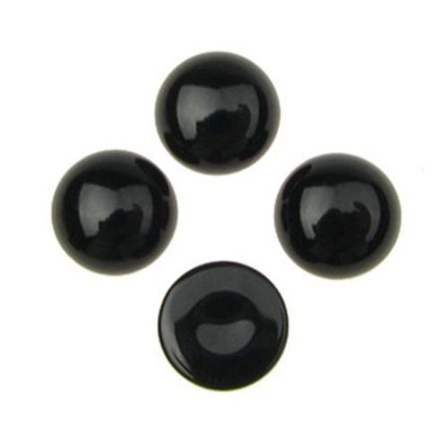Полускъпоценен камък тип кабошон АХАТ черен кръг 10x5 мм