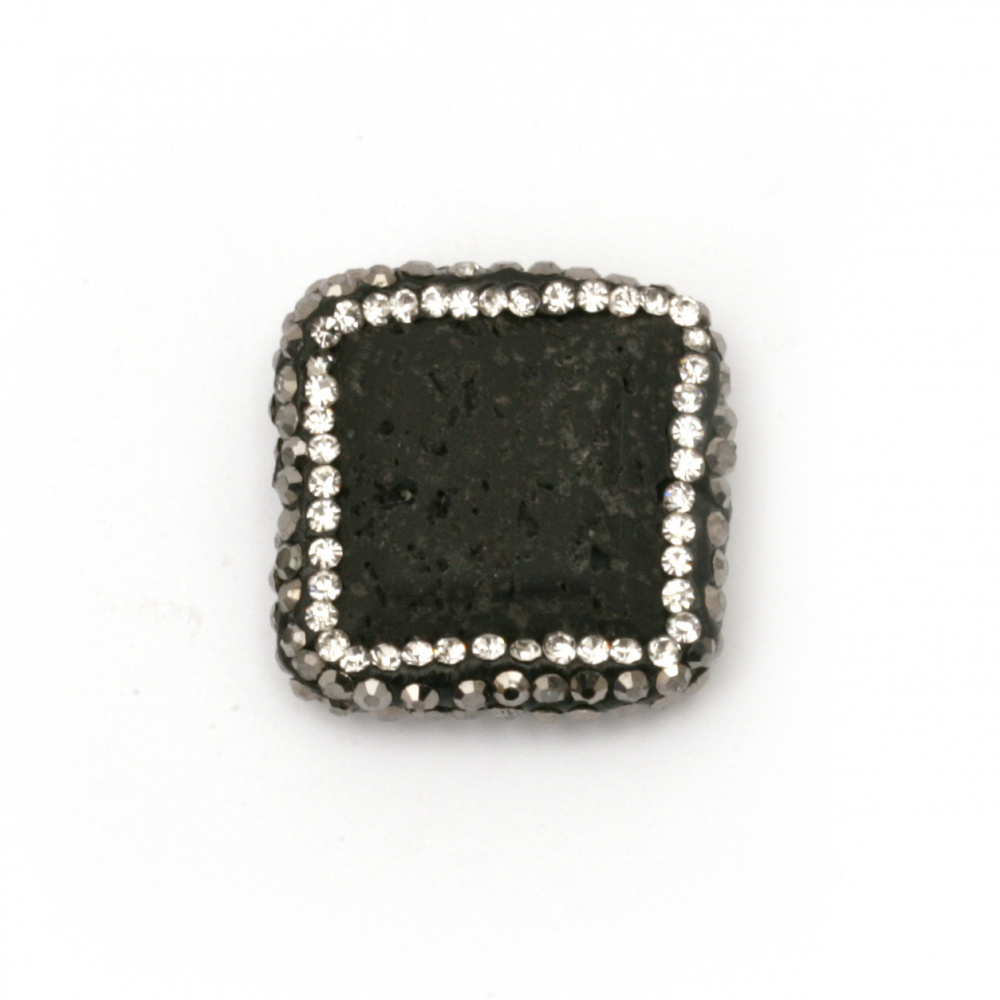 Мънисто  ВУЛКАНИЧЕН-ЛАВА  камък с полимер и кристали фигура 24x6 мм дупка 1 мм