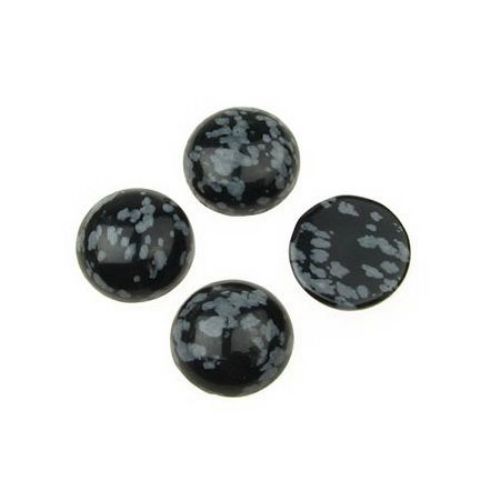 Semi-precious stone obsidian cabochon type 16 x 5 mm