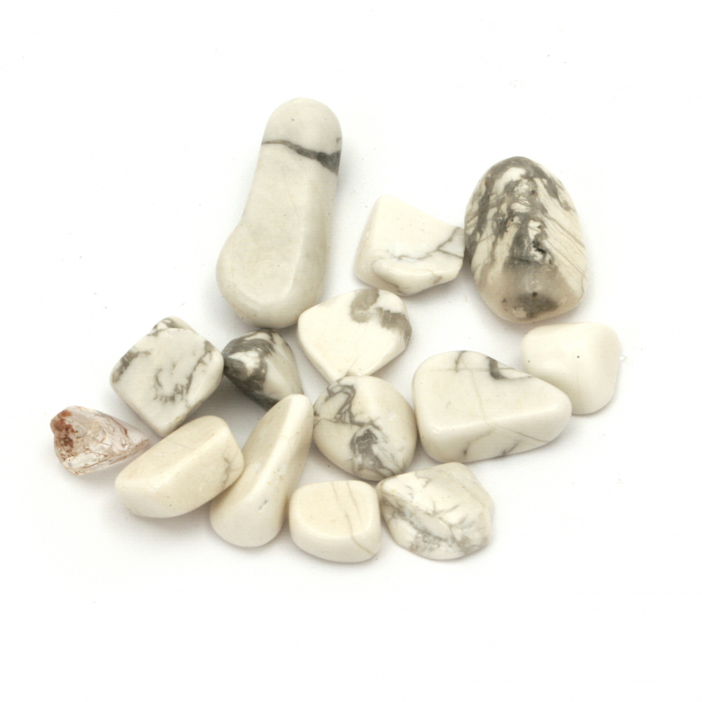 Natural Tumbled Stones without Hole for Interior Decorations / HOWLITE,  5 ~ 20x5 ~ 10x3 ~ 10 mm - 20 grams