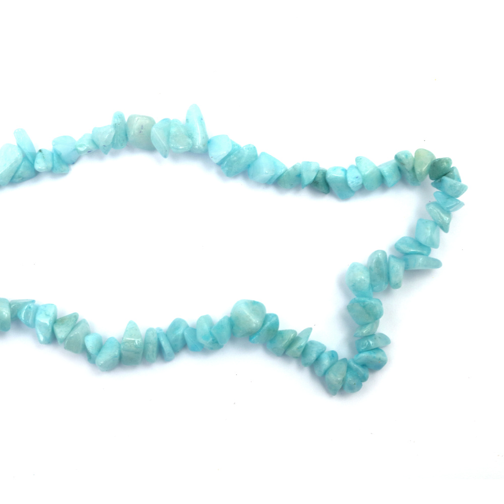 String of Natural Chip Stone Beads AGATE, Colored: Light Blue, 8-12 mm ~ 85 cm