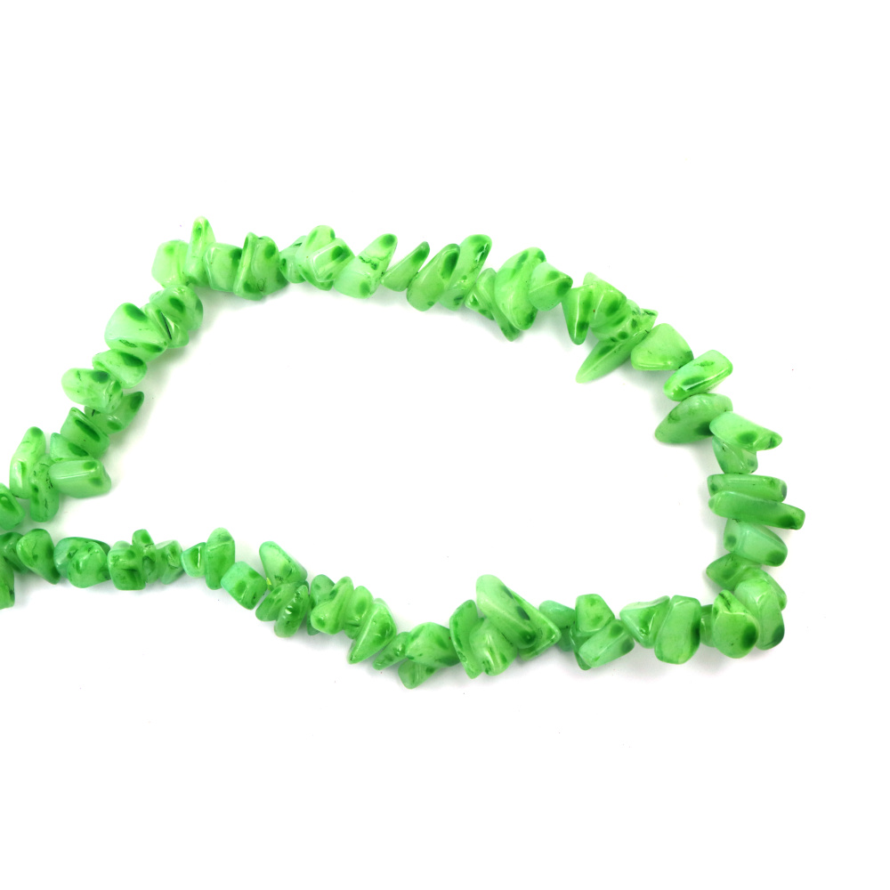 String of Natural Chip Stone Beads AGATE, Colored: Light Green, 8-12 mm ~ 85 cm