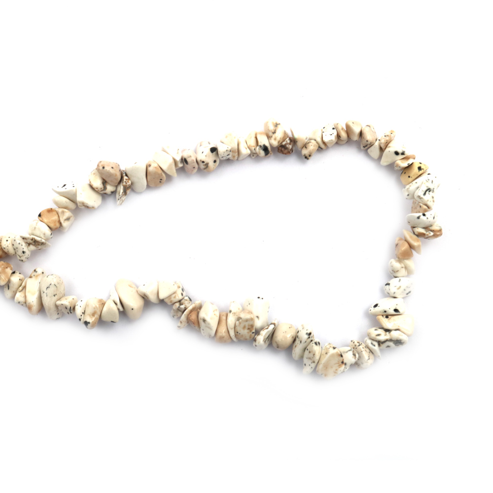 String of Natural Chip Stone Beads DALMATIAN JASPER (Imitation MAGNESITE), 5-7 mm ~ 80 cm