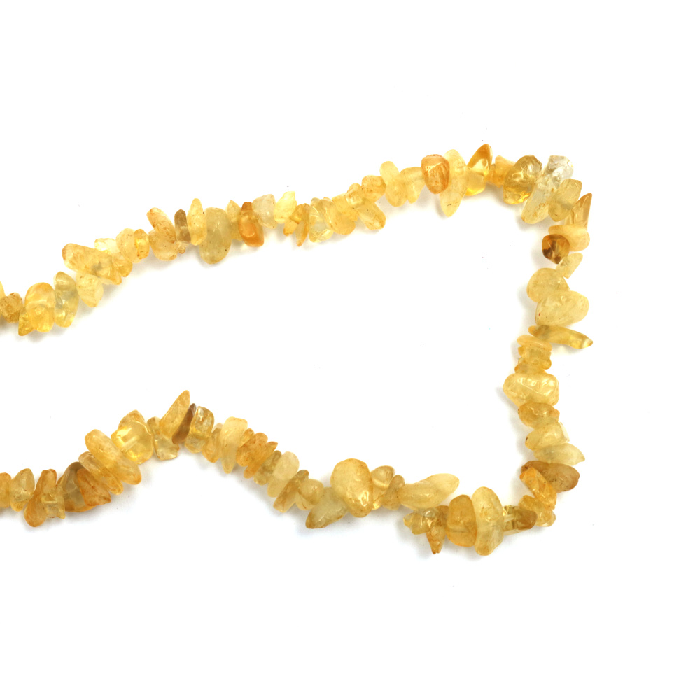 String of Natural Chip Stone Beads LEMON QUARTZ, 5-7 mm ~ 80 cm