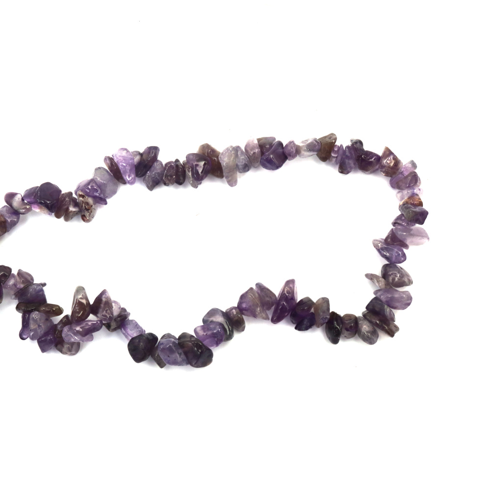 String of Natural Chip Stone Beads AMETHYST Grade A, 5-7 mm ~ 80 cm