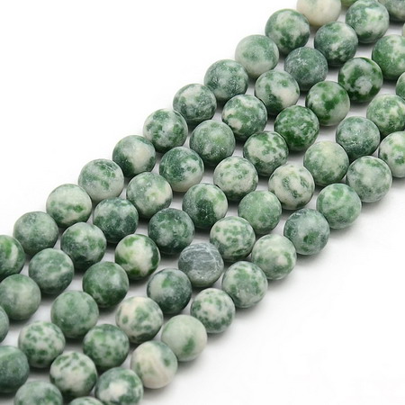 Natural Tree Agate Round Beads Strand, Frosted 8mm ~ 48 Pieces
