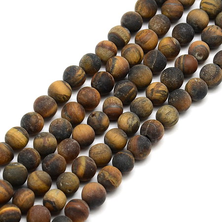 TIGER'S EYE Round Frosted Beads Strand 6 mm ~ 62 pcs