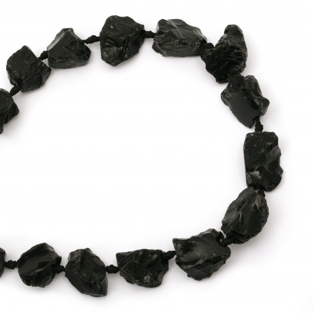 String beads semi-precious stone AHAT BLACK 19 ~ 32x16 ~ 28x6 ~ 18 mm ~ 15 pieces