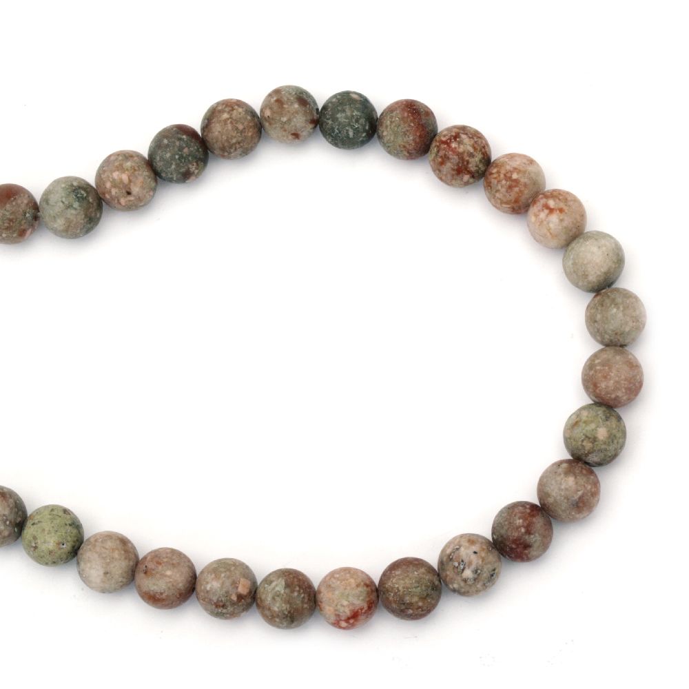 NATURAL UNAKITE Frosted Round Gemstone Beads Strand 10 mm ~ 38 pcs