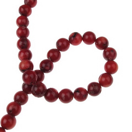 Coral gemstone strand beads, ball shape for jewelry making 9-10 mm ~ 47 pieces