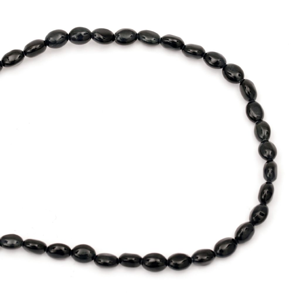 Perle cu șnur din piatră semiprețioasă FALCON EYE oval răsucit 6x8x5 mm ~ 52 bucăți