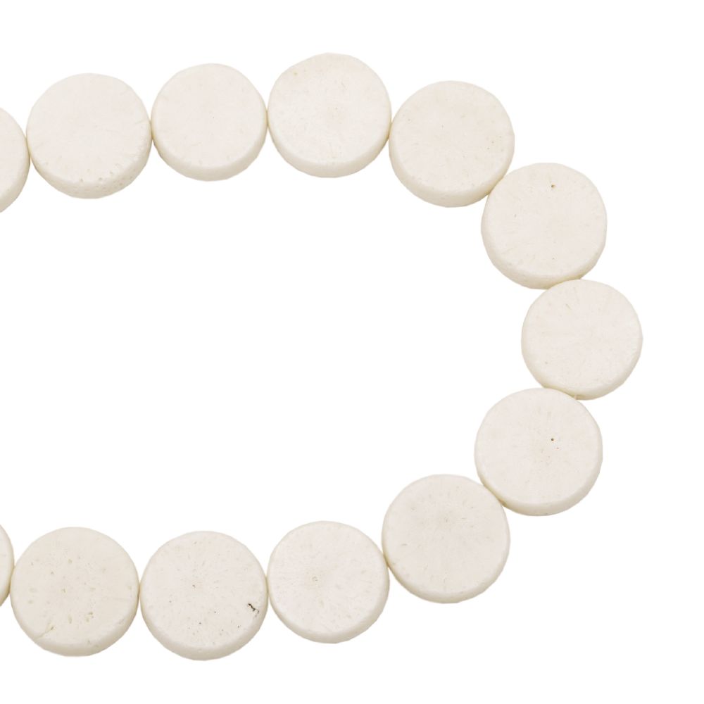 String beads semi-precious stone Coral white, coin shape 20x8 mm ~ 20 pieces