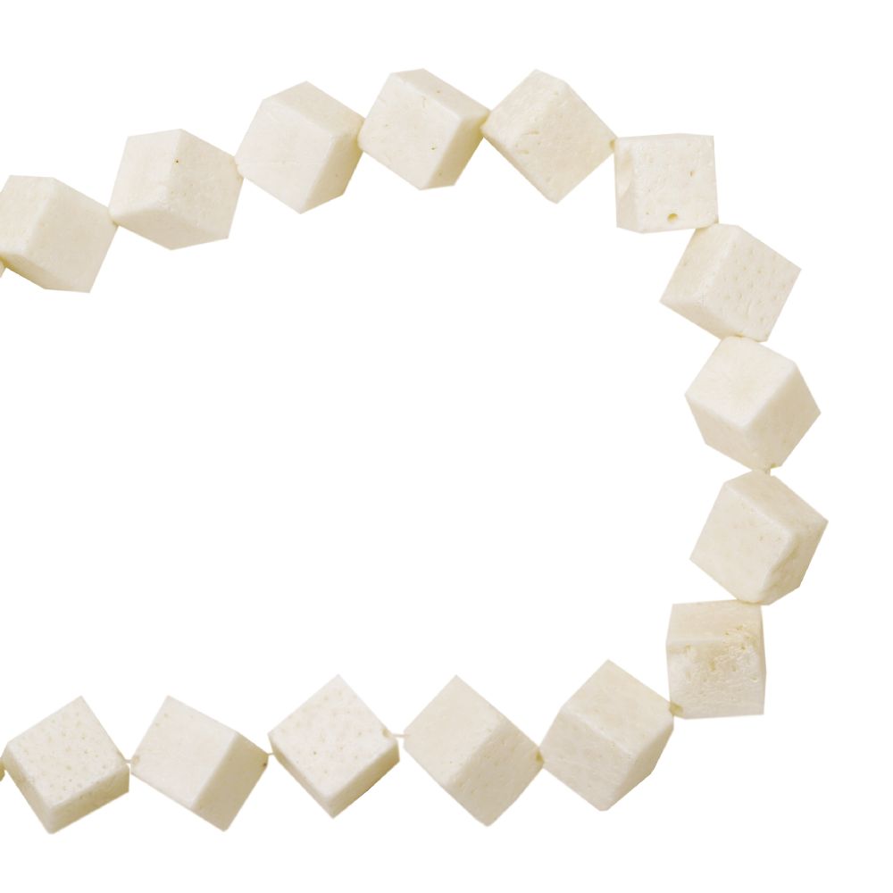 Strand beads semi-precious stone Coral white cube 12x12 mm ~ 22 pieces