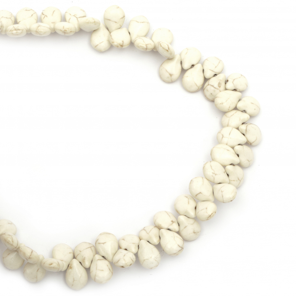 String Beads  Synthetic White Stone TURCOASE Drop 14x10x5.5 ~ 6mm ~ 84 Pieces