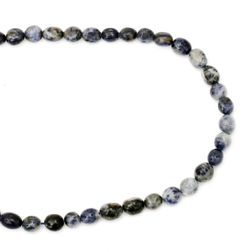 String Oval Gemstone Beads for DIY Jewelry Design / SODALITE, 7 ~ 10x8 ~ 13 mm ~ 41 pieces