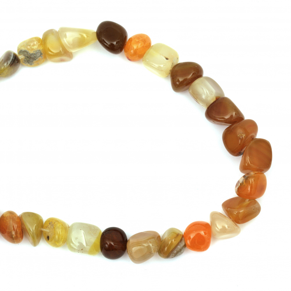 String Tumbled Semi-precious Stone Beads / AGATE, MIX, 10 ~ 15x10 ~ 18 mm ~ 35 pieces