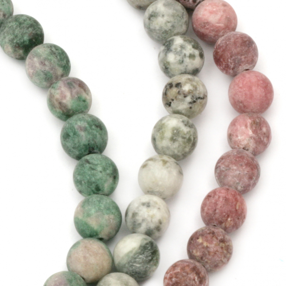 String  beads  stone Agate GRAZY Assorted bead matte 8 ~ 8.5 mm ~ 45 pieces