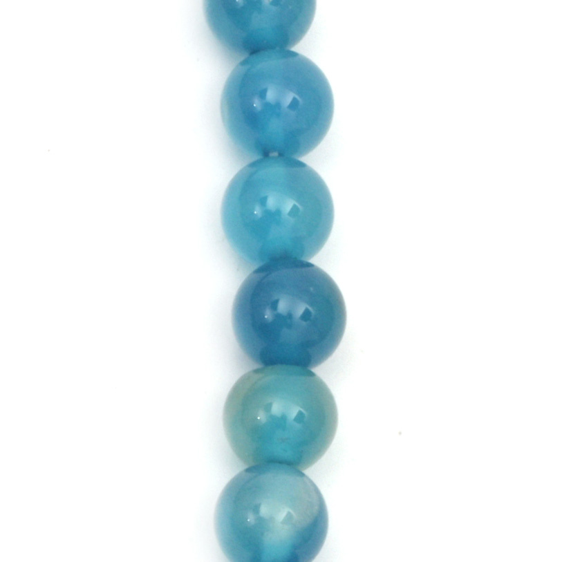 Strand of Agate beads, semi-precious stone, cracked blue, ball 8 mm, ~48 pieces