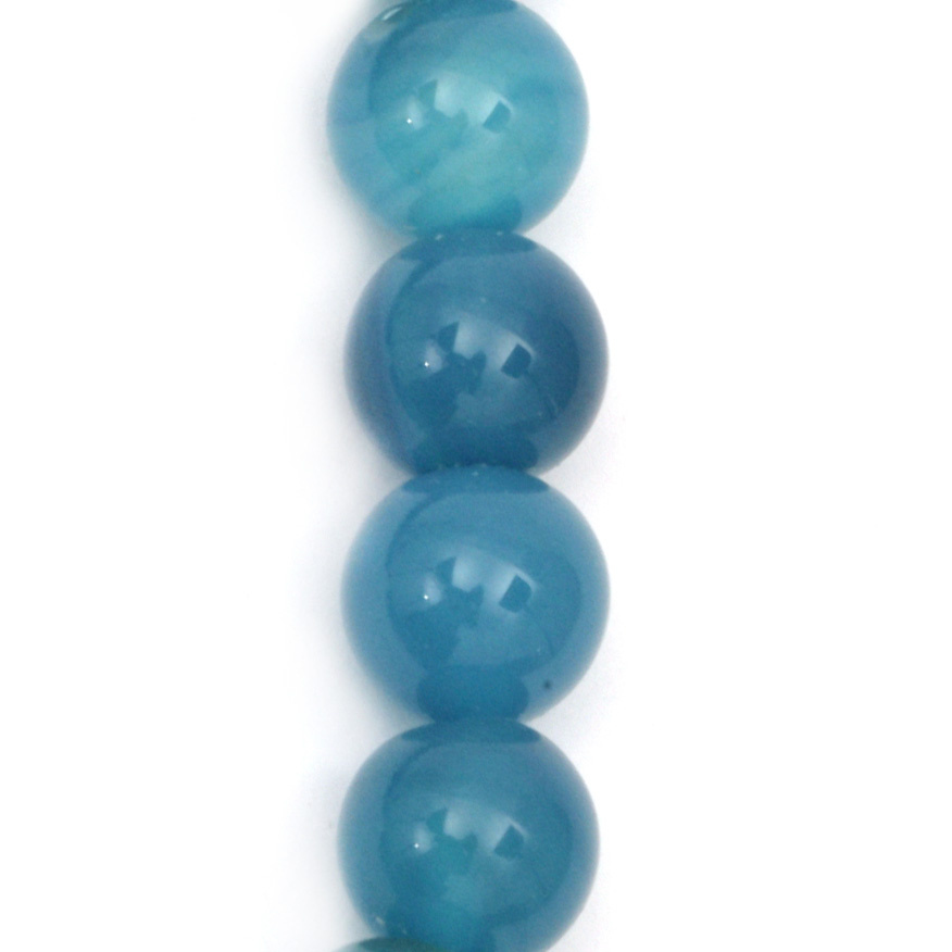 Наниз мъниста полускъпоценен камък АХАТ син топче 12 мм ±32 броя