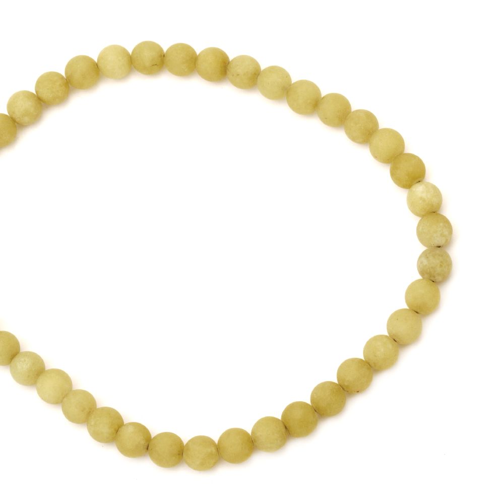Frosted Ball-shaped Natural AGATE Stone Beads / Light Yellow, Ball: 10 mm ~ 38 pieces