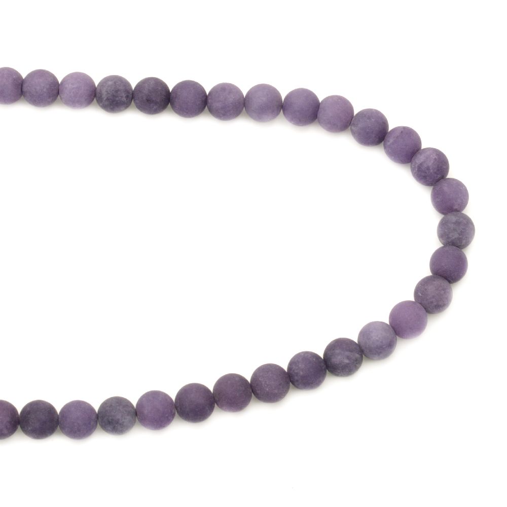 Наниз мъниста полускъпоценен камък АХАТ лилав топче матирано 10 мм ~38 броя