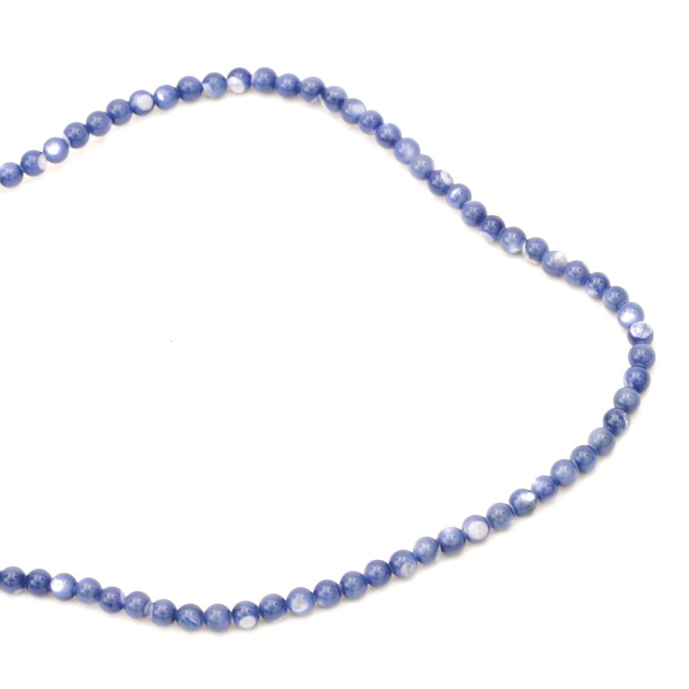 String Colored Shell Beads / MOTHER-OF-PEARL, Blue, Ball: 4 mm ± 107 pieces