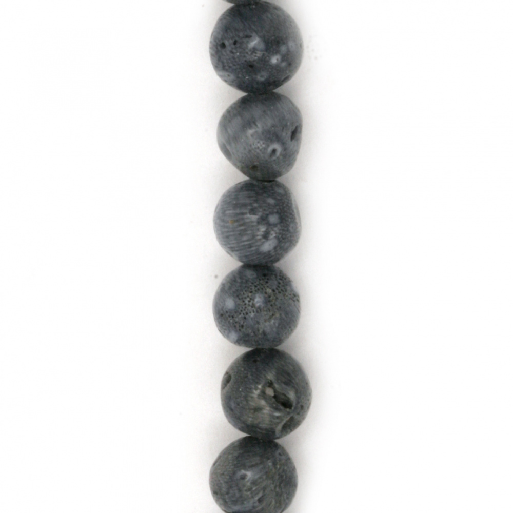 Наниз мъниста полускъпоценен камък КОРАЛ син топче 6 мм ~63 броя