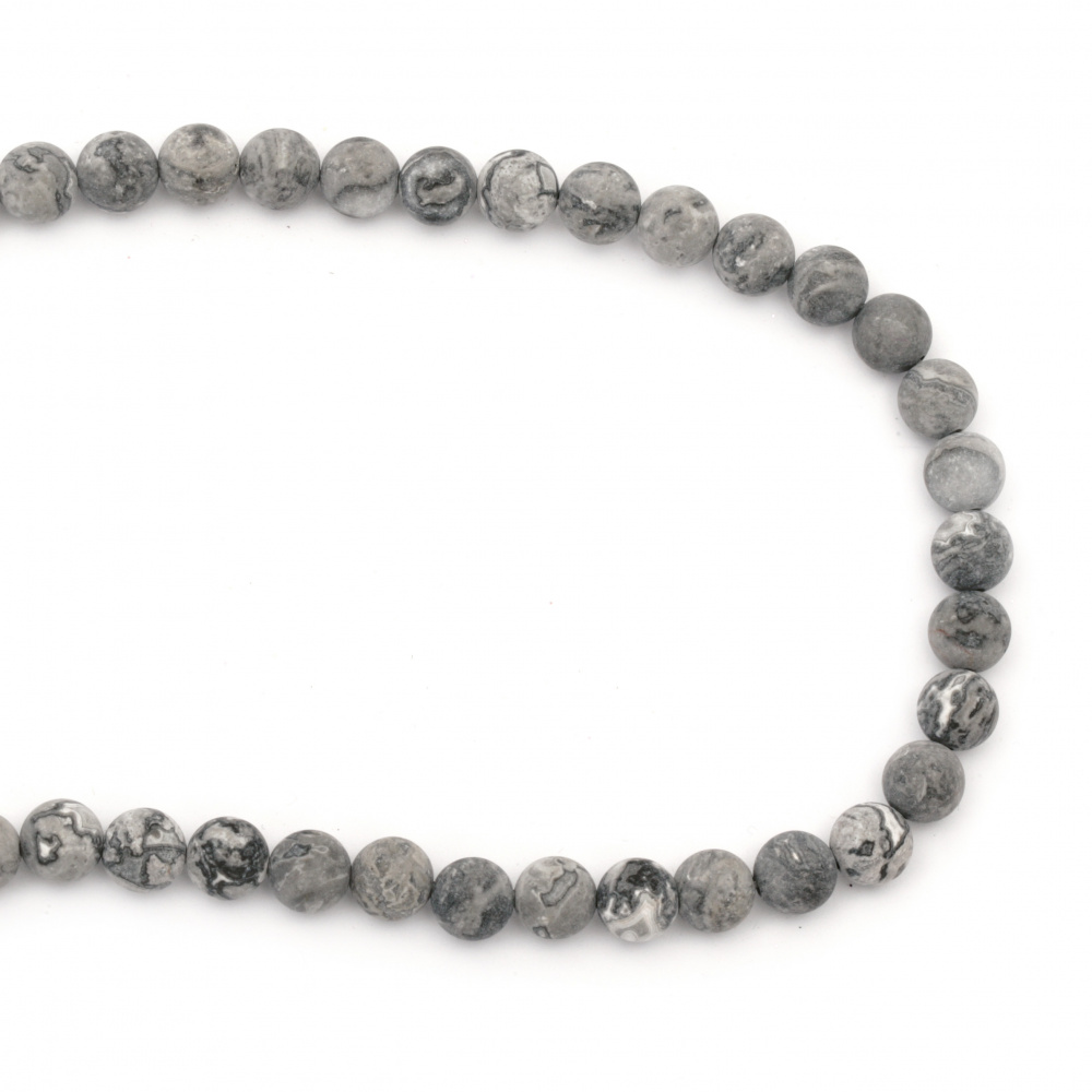 Semi-Precious Matte Stone Beads  / LANDSCAPE JASPER, Ball: 8 mm ~ 48 Pieces