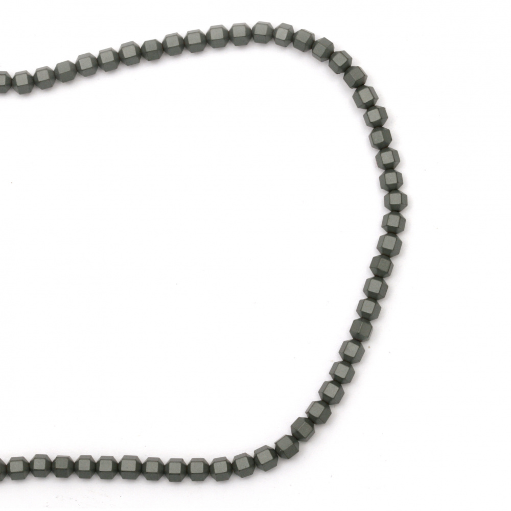 String beads non-magnetic synthetic  stone HEMATITE Matte Bead Faceted 4mm ~ 105 Pieces