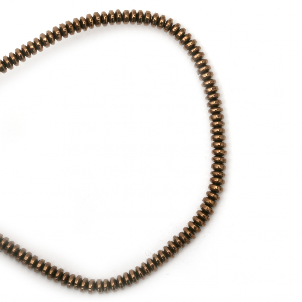 String beads non-magnetic synthetic  stone HEMATITE  color copper class A abacus 4x2 mm ~ 100 pieces
