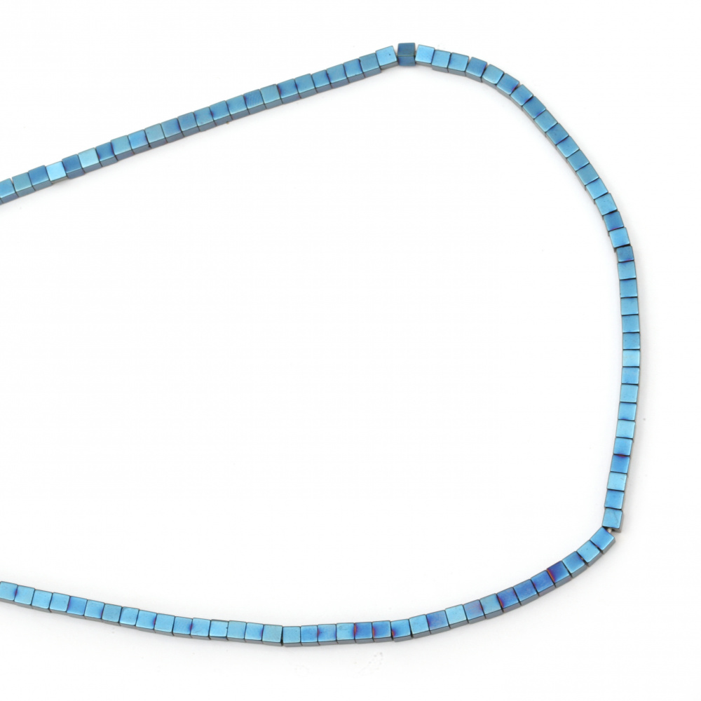 String beads non-magnetic synthetic  stone HEMATITE class A cube color blue 3x3x3 mm hole 0.5 mm ~ 122 pieces