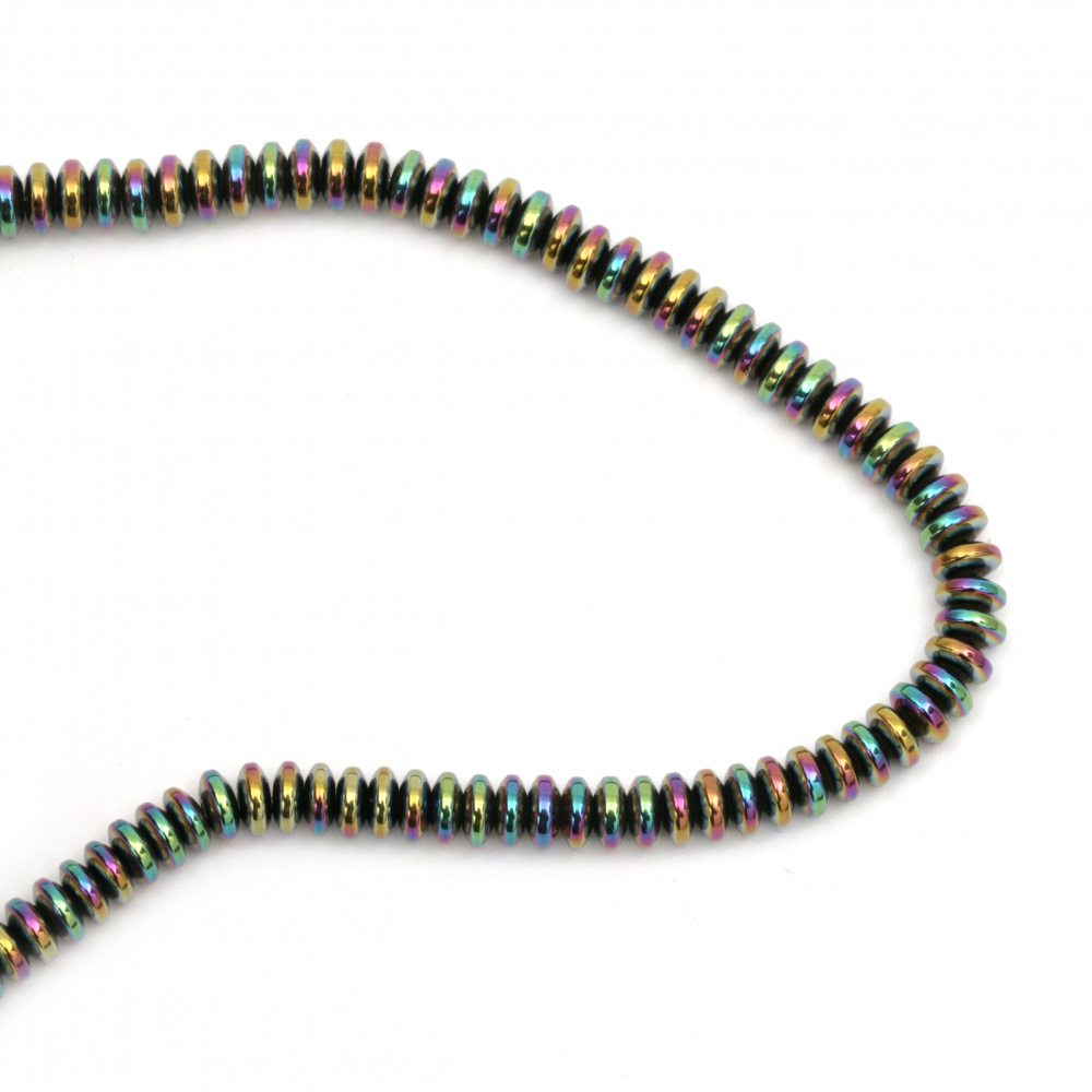 String beads non-magnetic synthetic  stone HEMATITE RAINBOW class A abacus 6x2.5 mm ~ 89 pieces